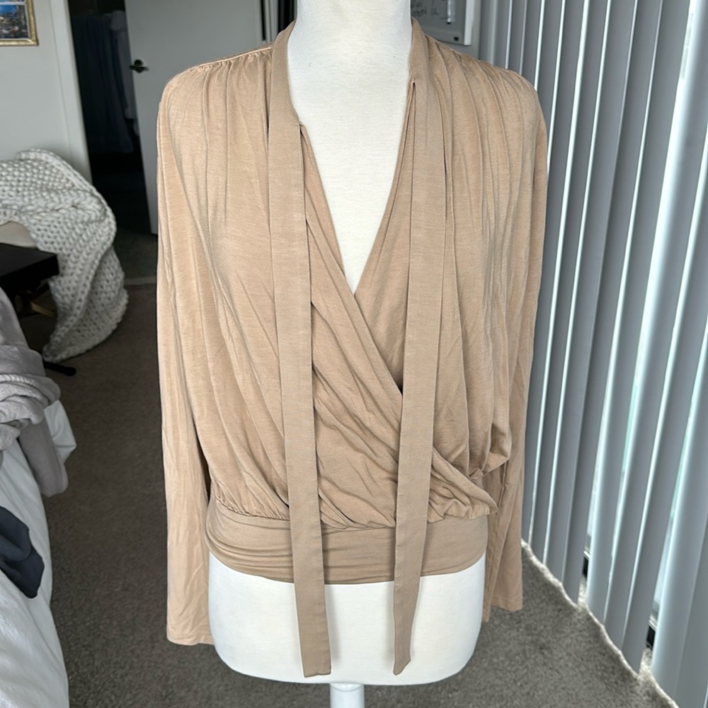 Halston Long Sleeve Open Front Top